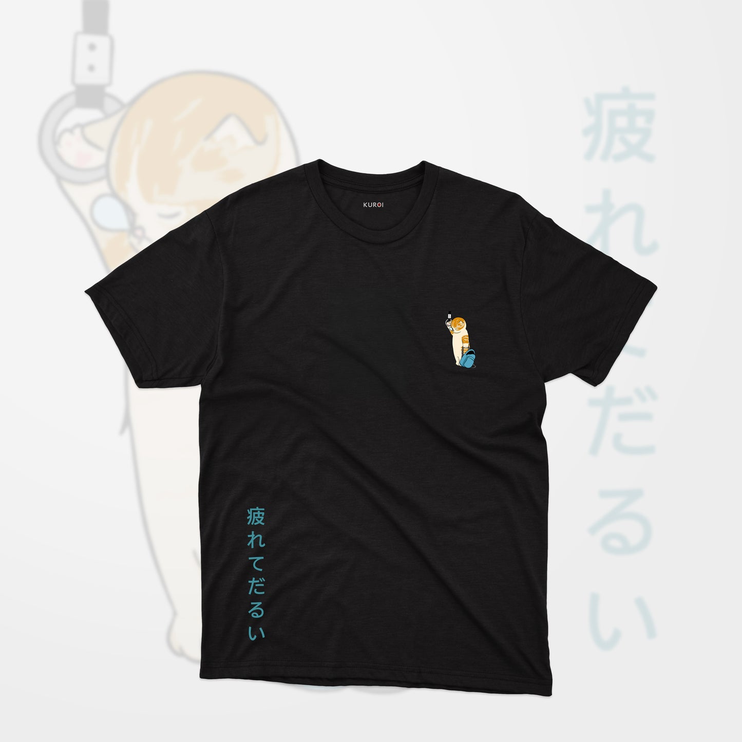 Kuroi Sleepy Cat Tee | Charming Japanese Streetwear