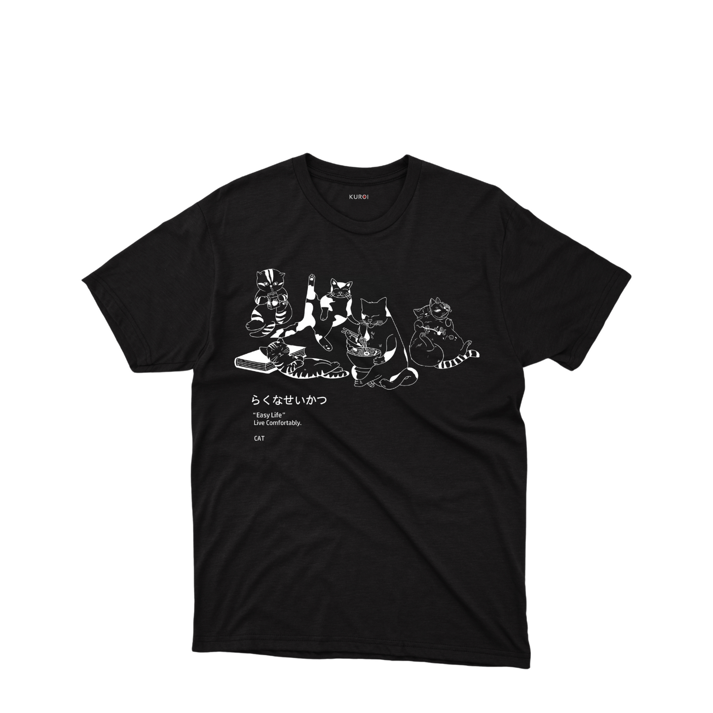 Kuroi Easy Life Cat Tee | Relaxed Japanese Streetwear