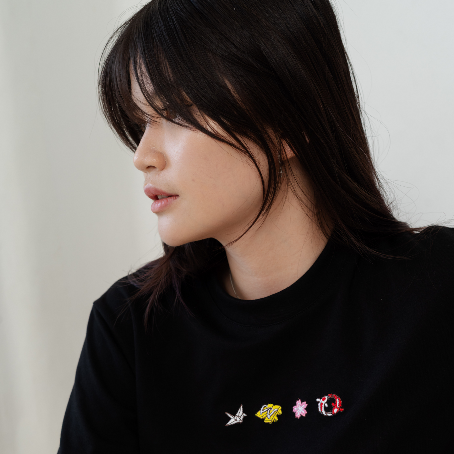 Kuroi Oversized Origami Tee | Minimal Japanese Embroidered Streetwear