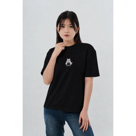 Kuroi® Oversized Neko Musubi Tee | Japanese Embroidered Streetwear