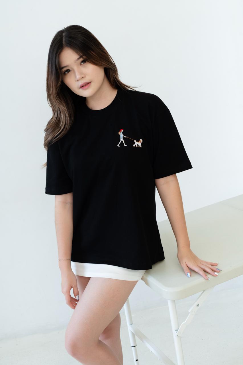Kuroi Oversized Pudoru no Sanpo Tee | Japanese Embroidered Streetwear