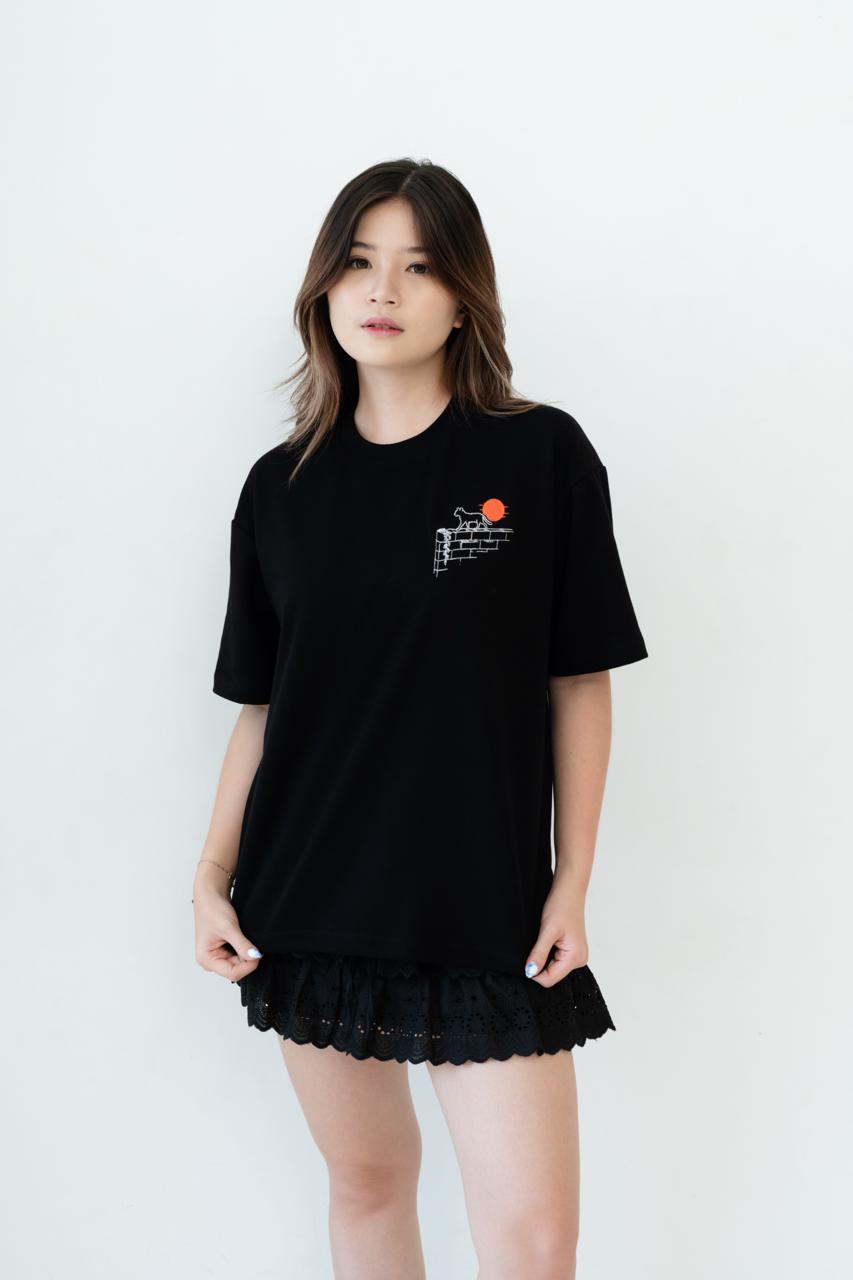 Kuroi Oversized Hei no Neko Tee | Japanese Embroidered Streetwear