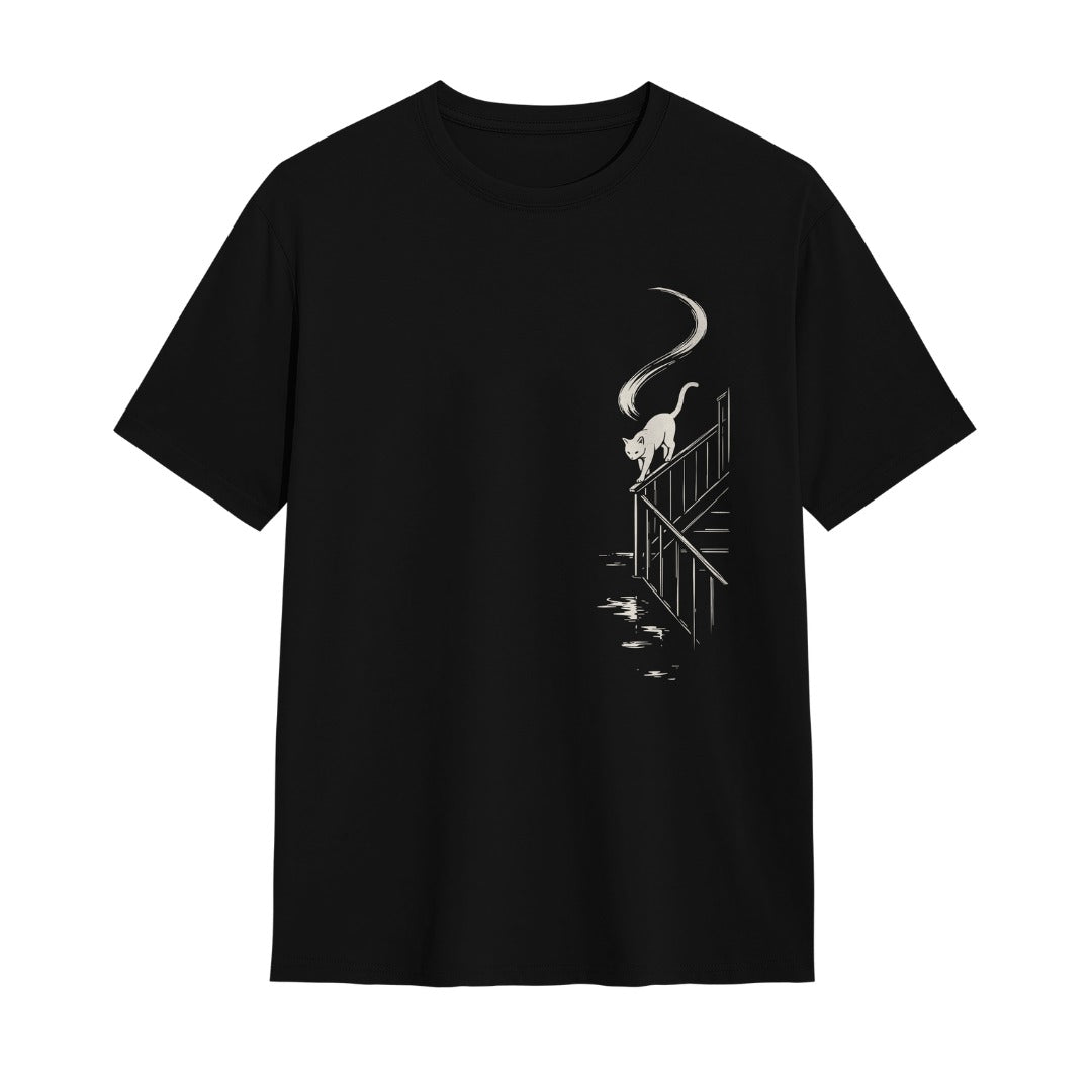 Kuroi Oversized Staircase Cat Tee | Japanese Printed Streetwear