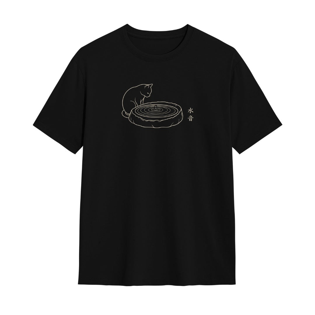 Kuroi Oversized Water Sound Cat Tee | Japanese Printed Streetwear