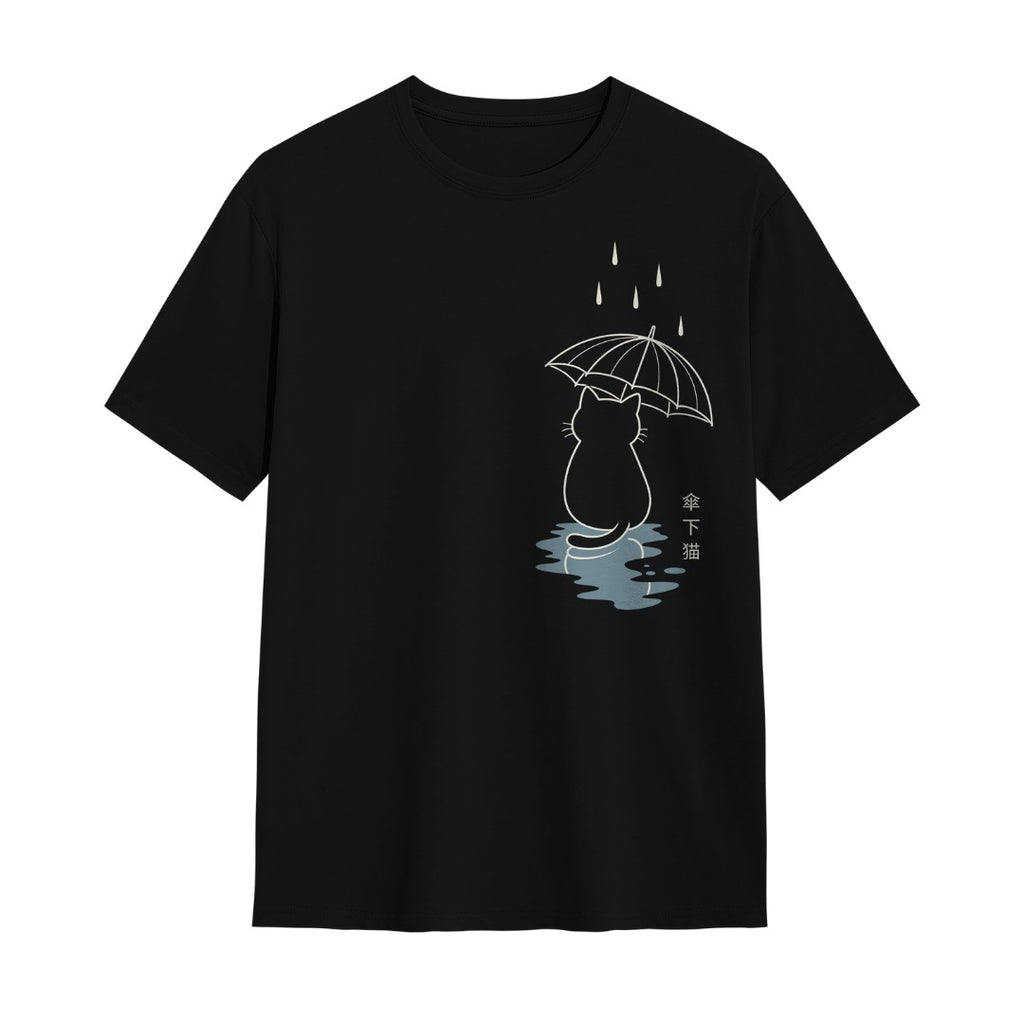 Kuroi Oversized Umbrella Cat Tee | Japanese Printed Streetwear