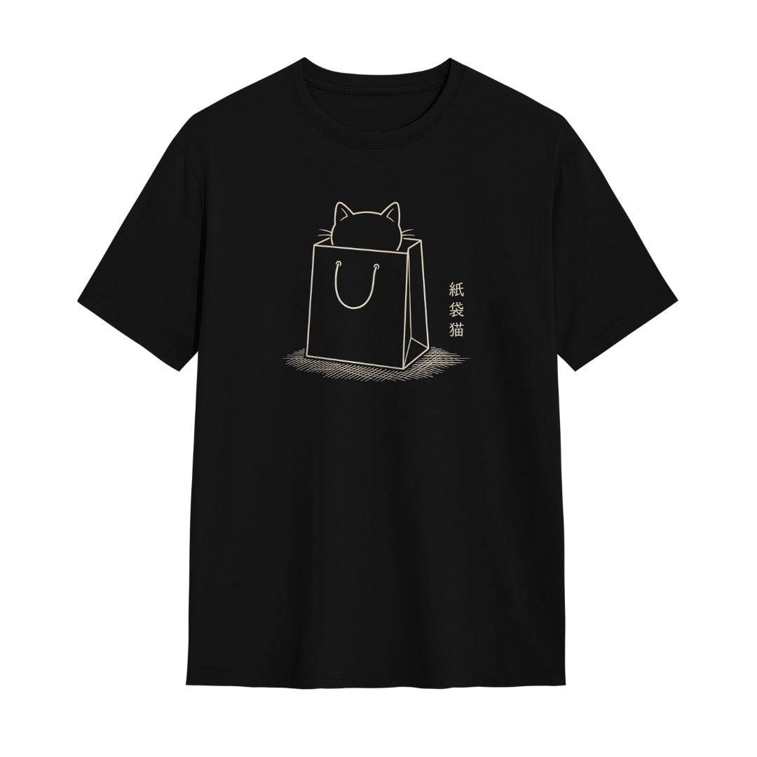 Kuroi Oversized Paper Bag Cat Tee | Japanese Printed Streetwear