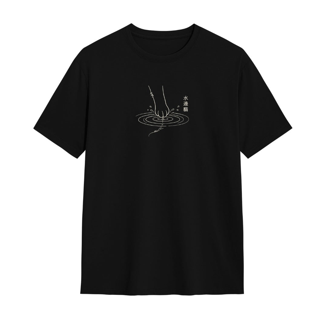 Kuroi Oversized Waterside Paw Cat Tee | Japanese Printed Streetwear
