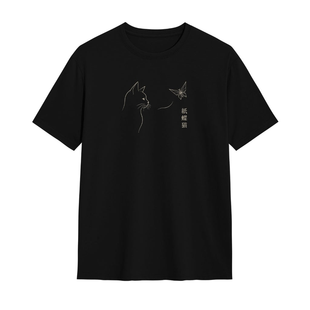 Kuroi Oversized Paper Butterfly Cat Tee | Japanese Printed Streetwear