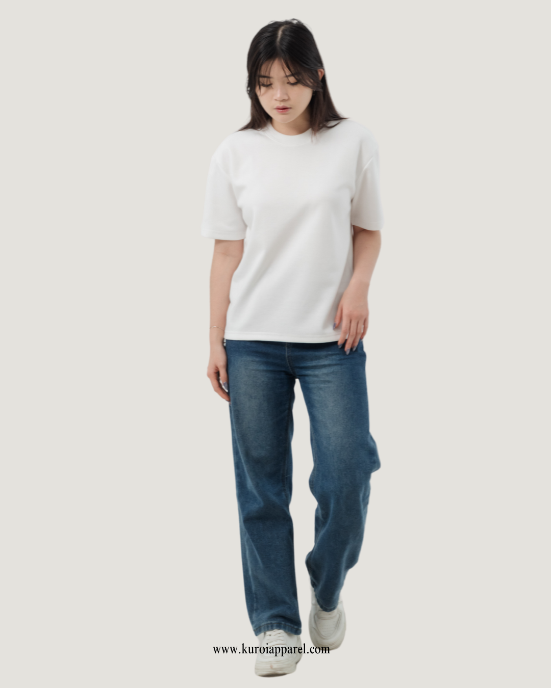 Kuroi Oversized Off-White Blank Tee | Japanese Streetwear