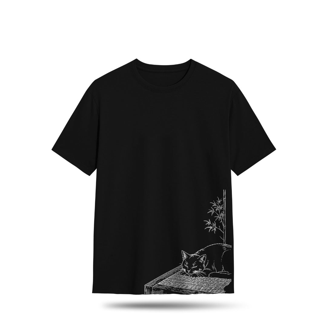 Kuroi Oversized Sleeping Cat Tee | Japanese Printed Streetwear