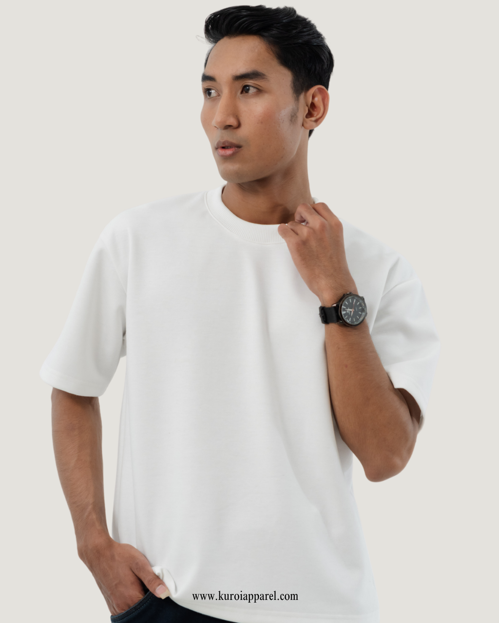 Kuroi Oversized Off-White Blank Tee | Japanese Streetwear