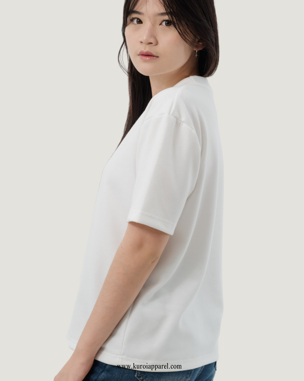 Kuroi Oversized Off-White Blank Tee | Japanese Streetwear