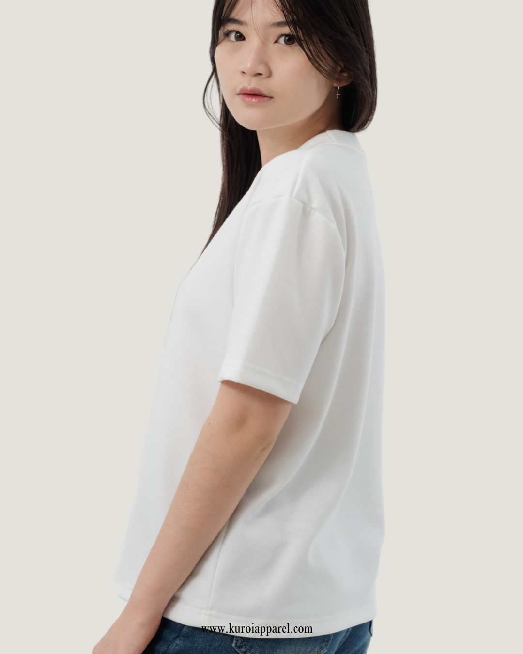 Kuroi Oversized Off-White Blank Tee | Japanese Streetwear