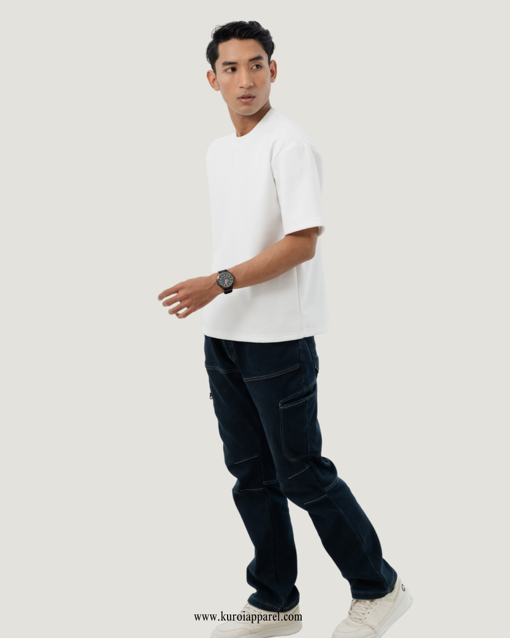Kuroi Oversized Off-White Blank Tee | Japanese Streetwear