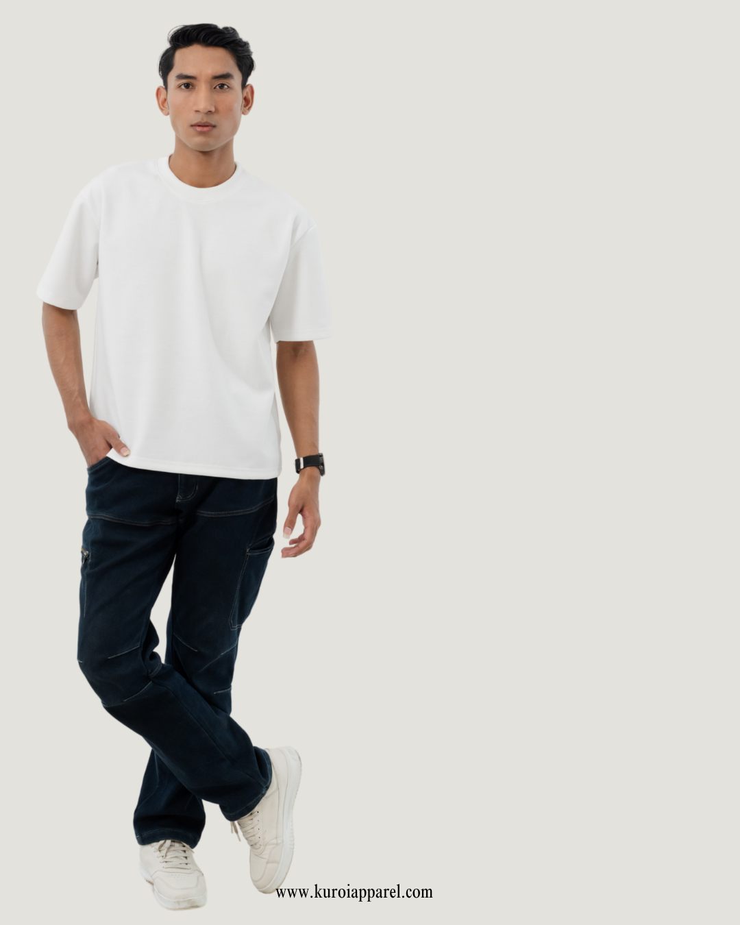 Kuroi Oversized Off-White Blank Tee | Japanese Streetwear