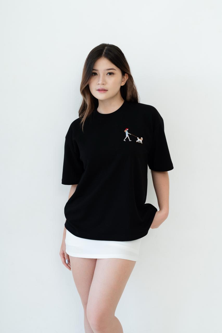 Kuroi Oversized Pudoru no Sanpo Tee | Japanese Embroidered Streetwear