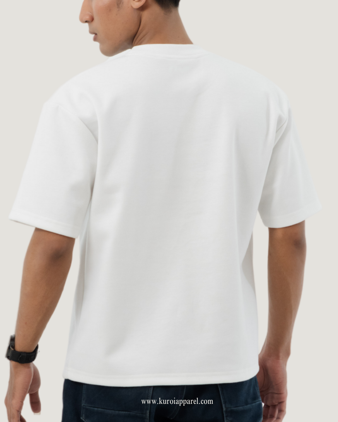 Kuroi Oversized Off-White Blank Tee | Japanese Streetwear