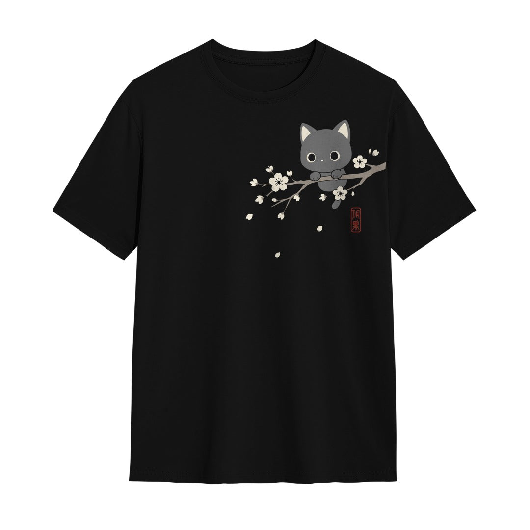 Kuroi Oversized Sakura Neko Tee | Japanese Printed Streetwear