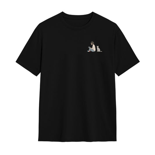 Kuroi Oversized Hon to Neko Tee | Pakaian Jalanan Cetak Jepang