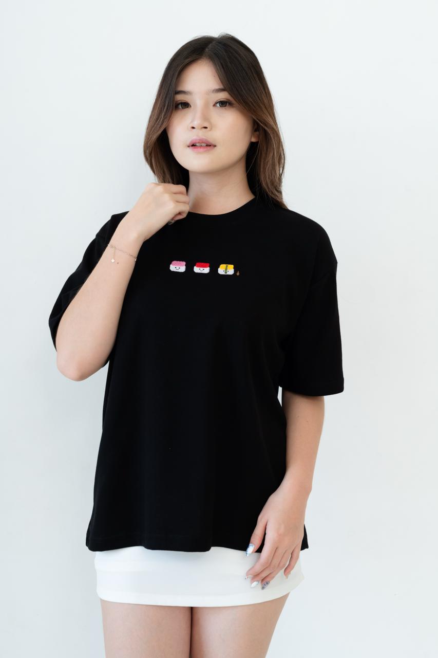 Kuroi Oversized Sushi Squad Tee | Japanese Embroidered Streetwear