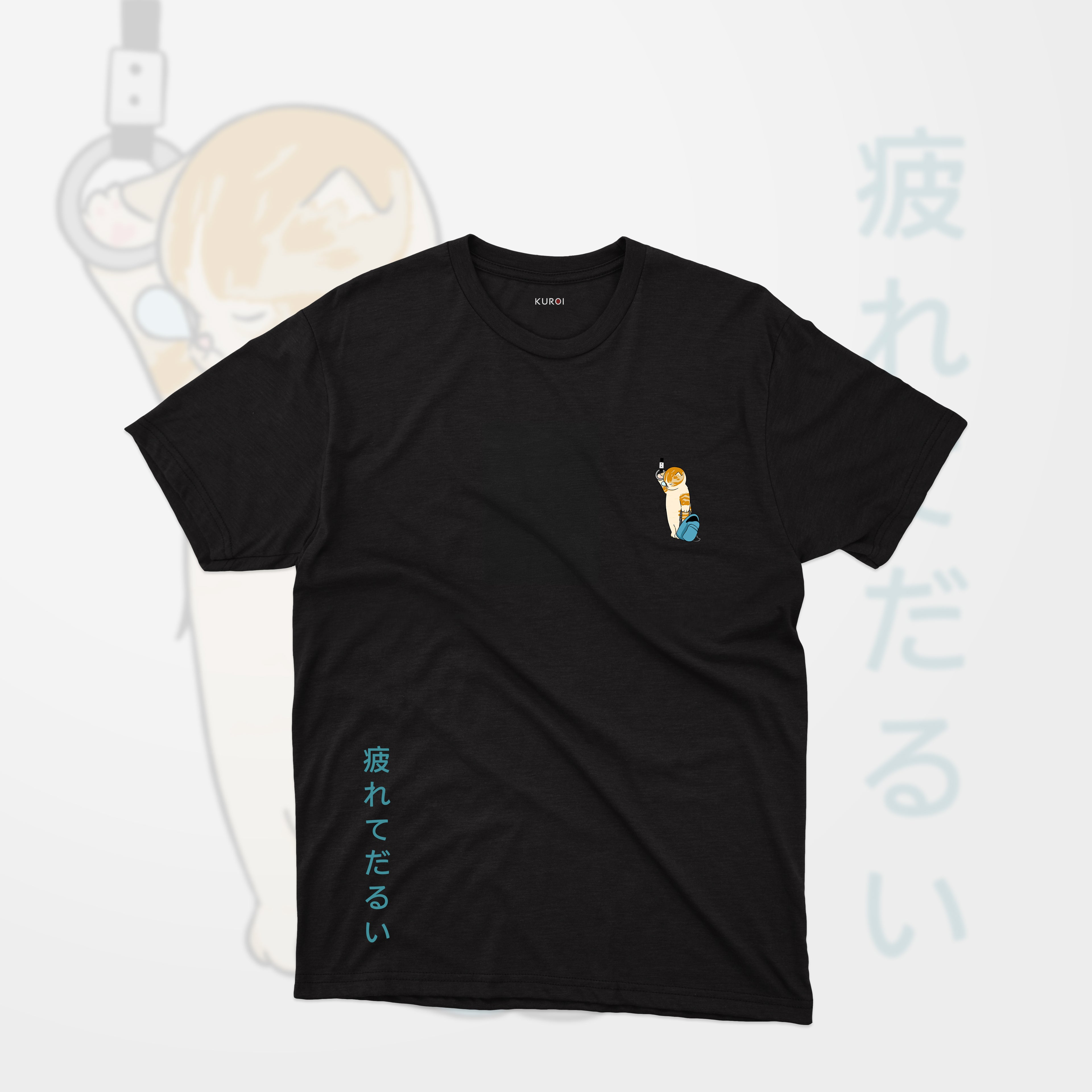 Kuroi Sleepy Cat Tee | Japanese Printed Streetwear