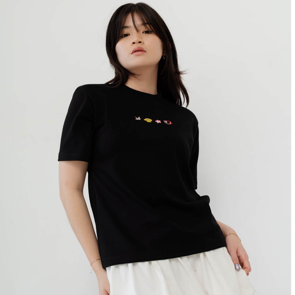 Kuroi Oversized Origami Tee | Japanese Embroidered Streetwear