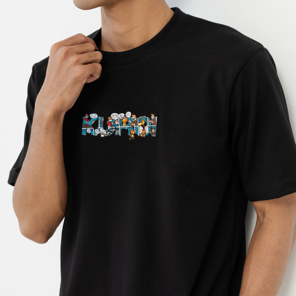 Kuroi Oversized Comic Strip Tee | Japanese Embroidered Streetwear