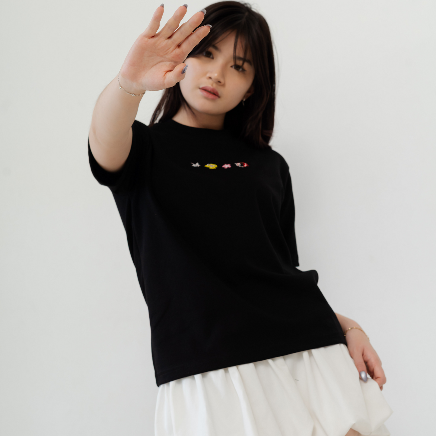 Kuroi Oversized Origami Tee | Minimal Japanese Embroidered Streetwear