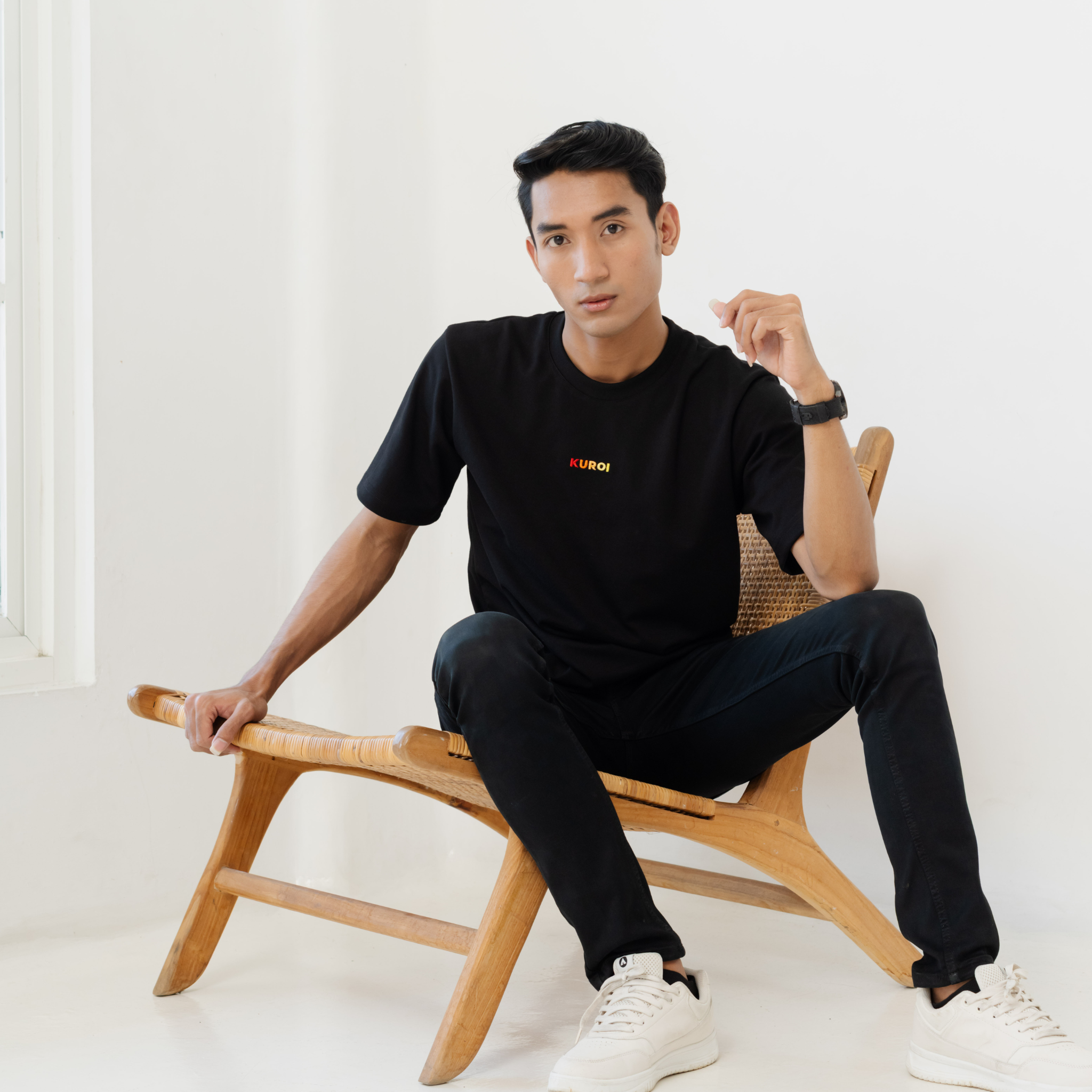 Kuroi Oversized Embroidered Logo Tee | Japanese Embroidered Streetwear