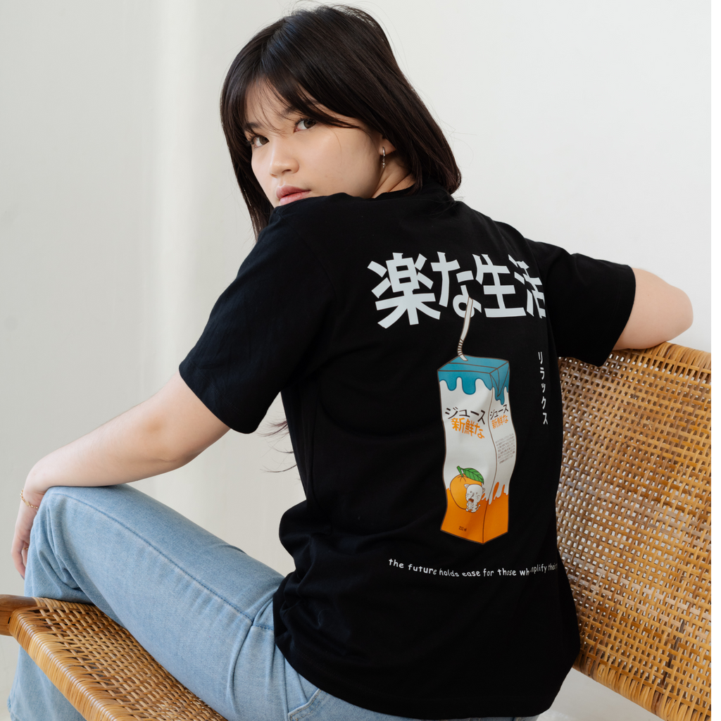 Kuroi Fresh Cat Orange Juice Tee | Japanese Printed Streetwear