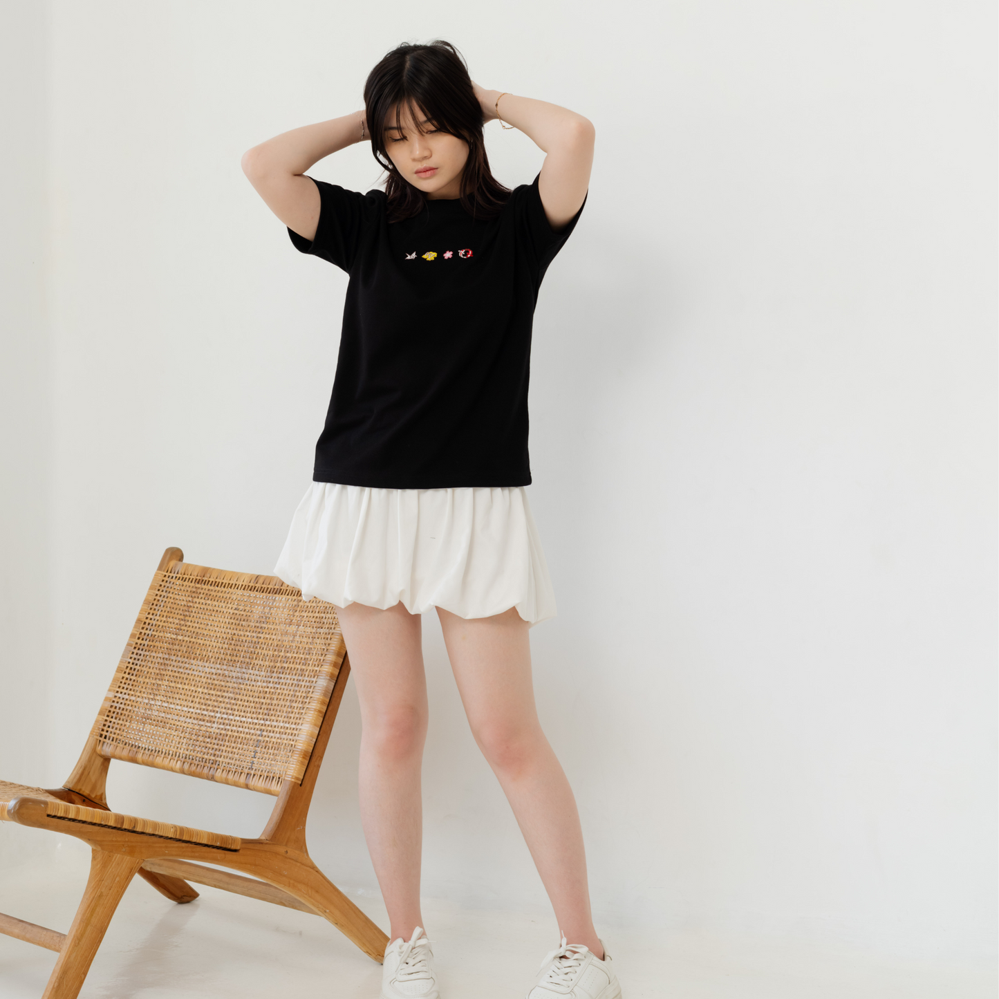 Kuroi Oversized Origami Tee | Minimal Japanese Embroidered Streetwear