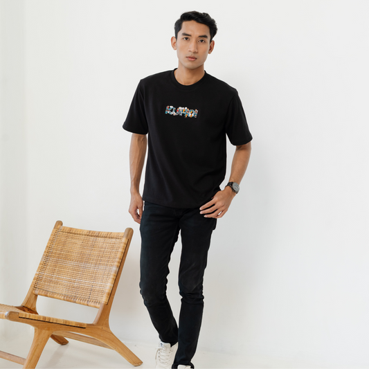 Kuroi Oversized Comic Strip Embroidered Tee | Storytelling Streetwear