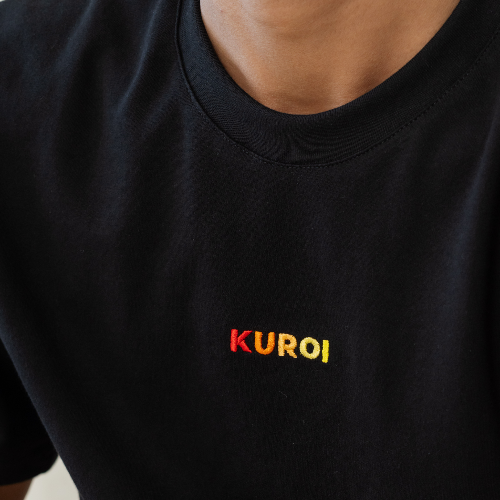 Kuroi Oversized Embroidered Logo Tee | Japanese Embroidered Streetwear
