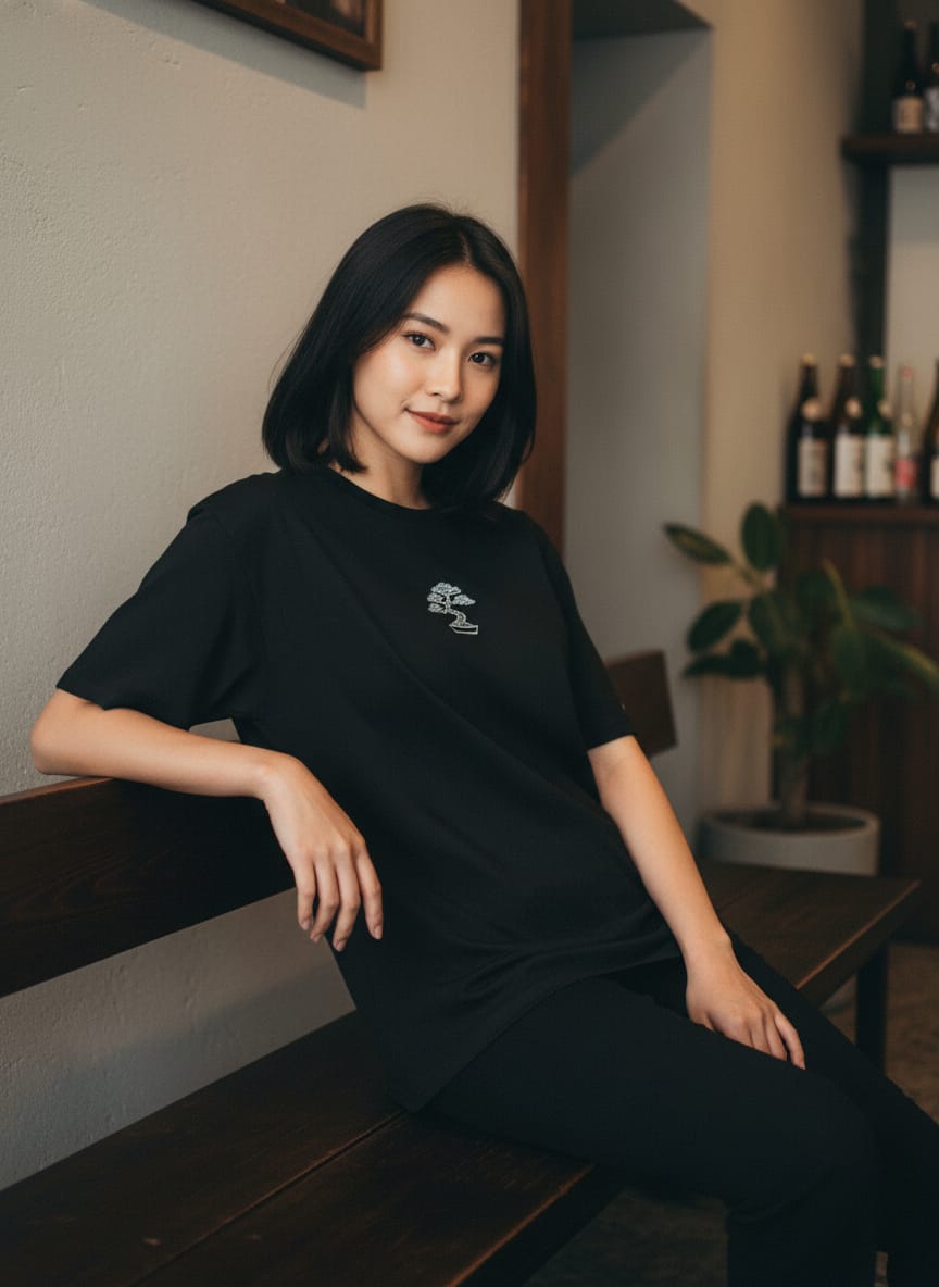 Kuroi Oversized BONSAI Tee | Japanese Embroidered Streetwear