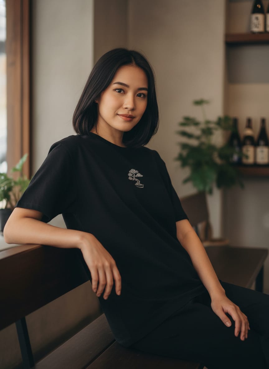Kuroi Oversized BONSAI Tee | Japanese Embroidered Streetwear