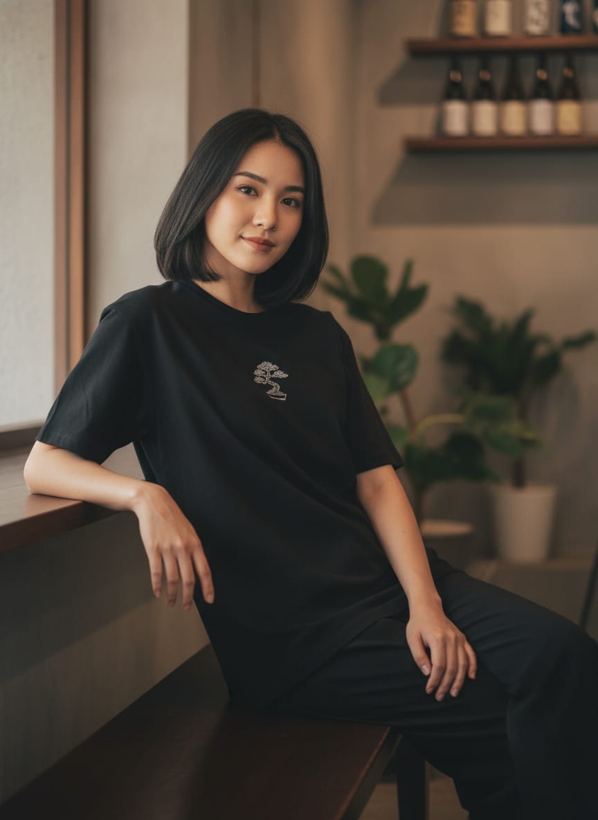 Kuroi Oversized BONSAI Tee | Japanese Embroidered Streetwear
