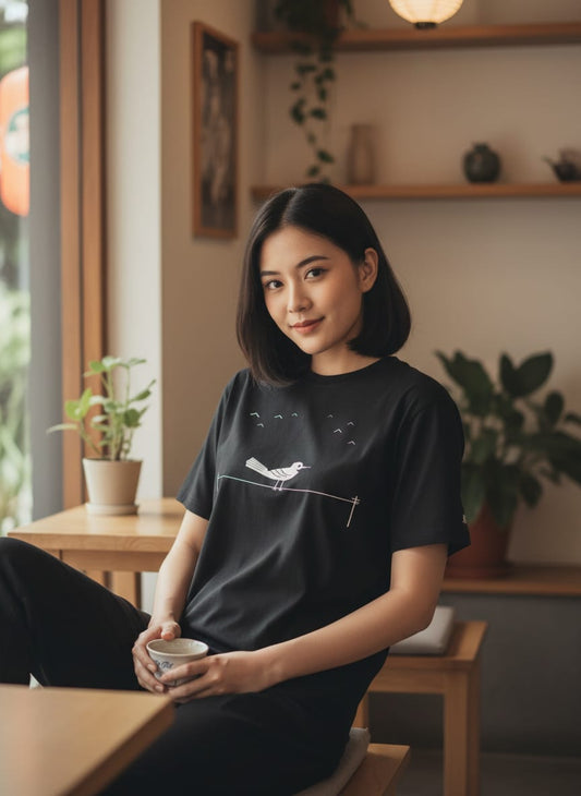 Kuroi Oversized KARASU Tee | Japanese Printed Streetwear
