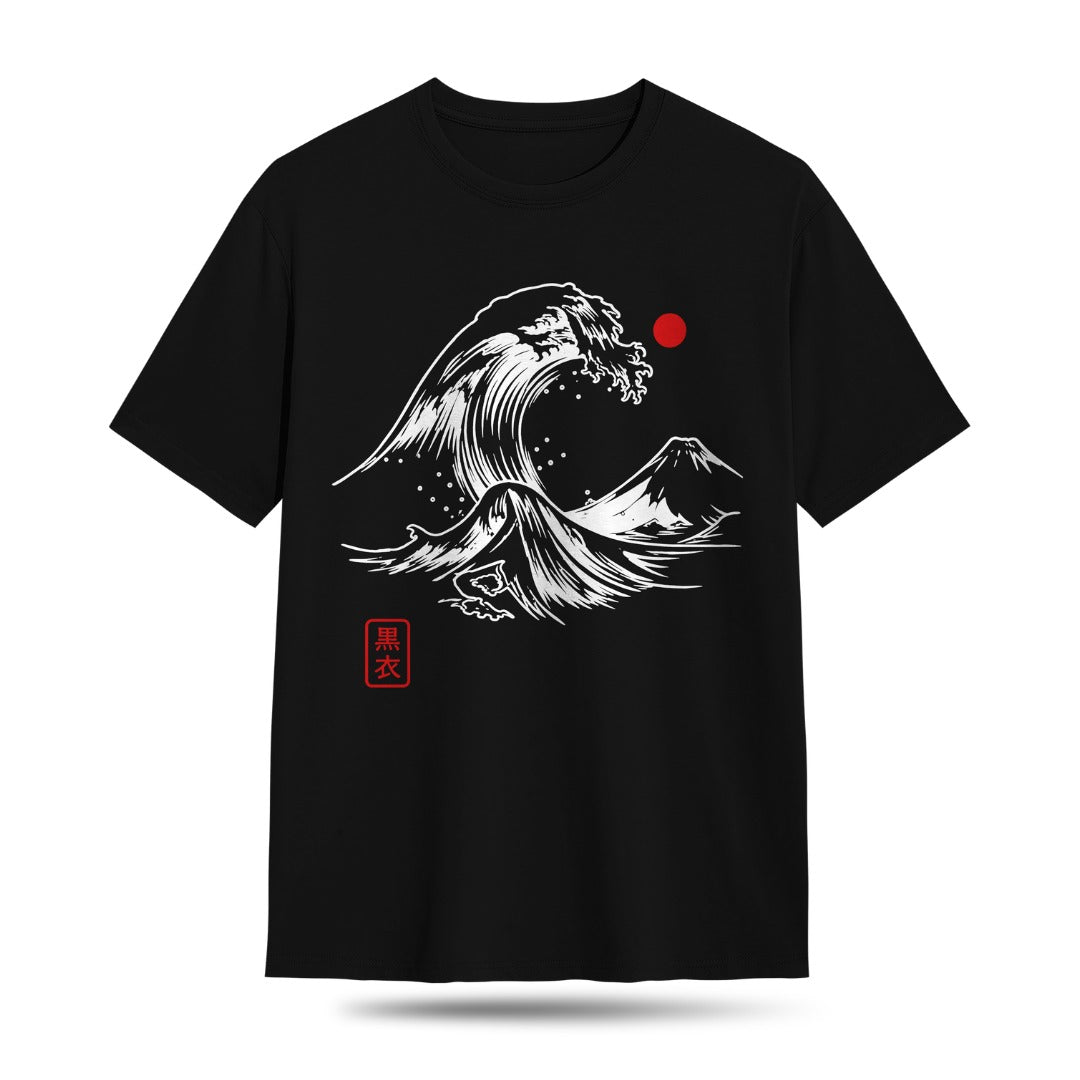 Kuroi Oversized Nami Wave Tee | Japanese Printed Streetwear