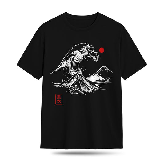 Kuroi Oversized Nami Wave Tee | Japanese Printed Streetwear