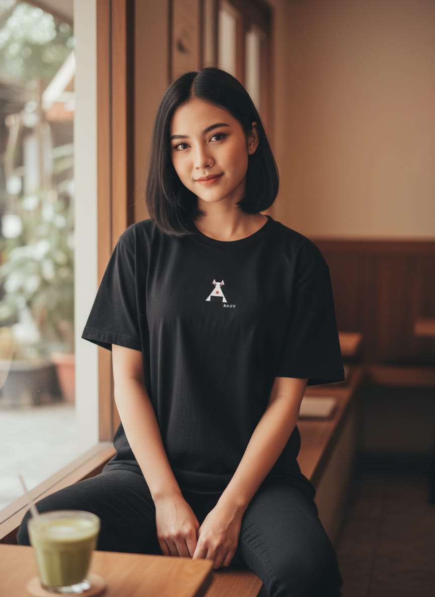 Kuroi Oversized ONIGIRI NEKO CAT Tee | Japanese Embroidered Streetwear