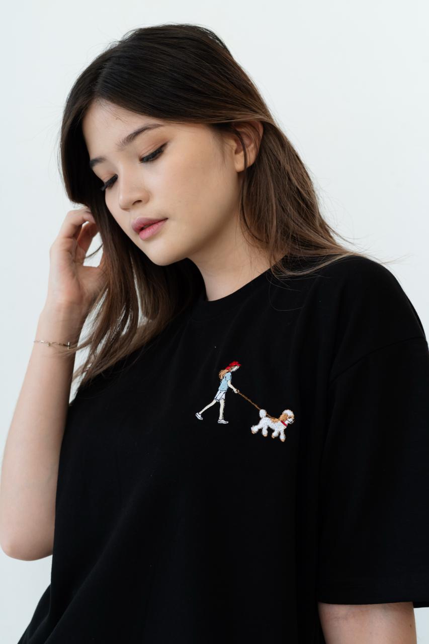 Kuroi Oversized Pudoru no Sanpo Tee | Japanese Embroidered Streetwear
