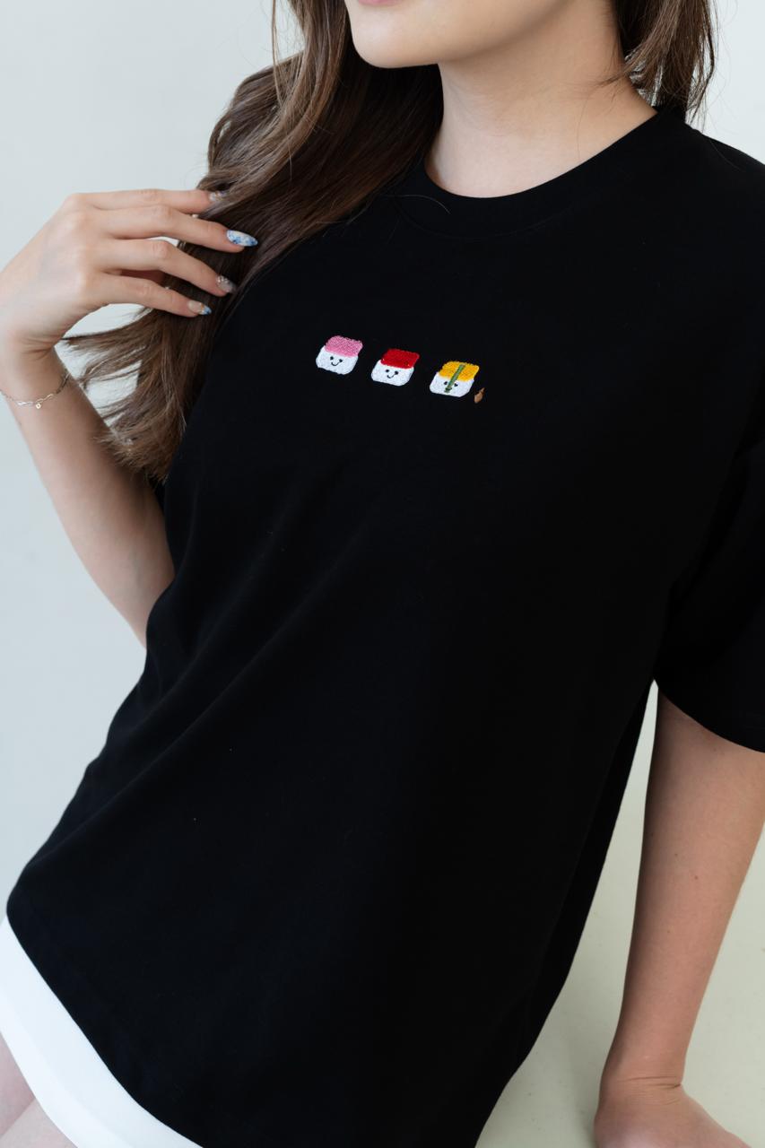 Kuroi Oversized Sushi Squad Tee | Japanese Embroidered Streetwear