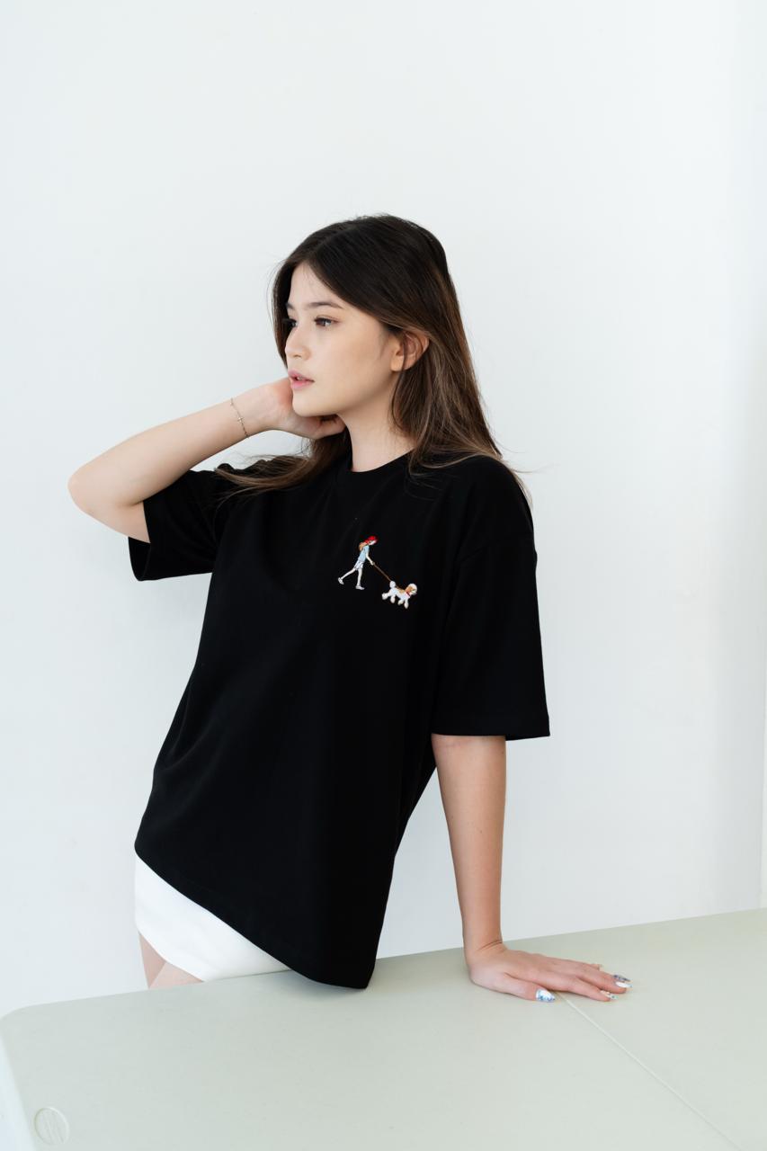 Kuroi Oversized Pudoru no Sanpo Tee | Japanese Embroidered Streetwear