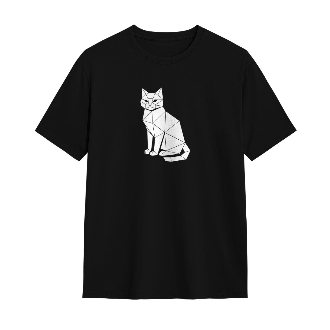 Kuroi Origami Neko oversized black tee - geometric folded paper cat