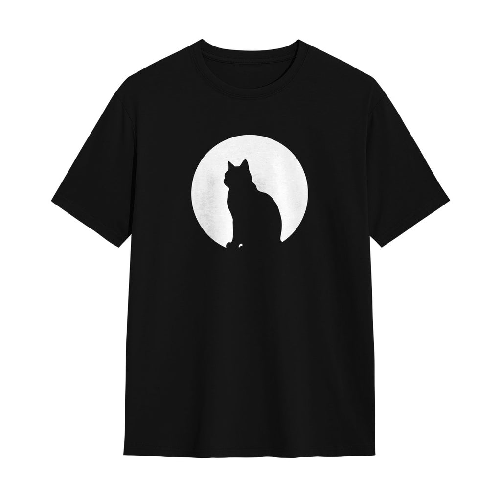 Kuroi Yozora no Ana oversized black tee - moon with cat-shaped negative space