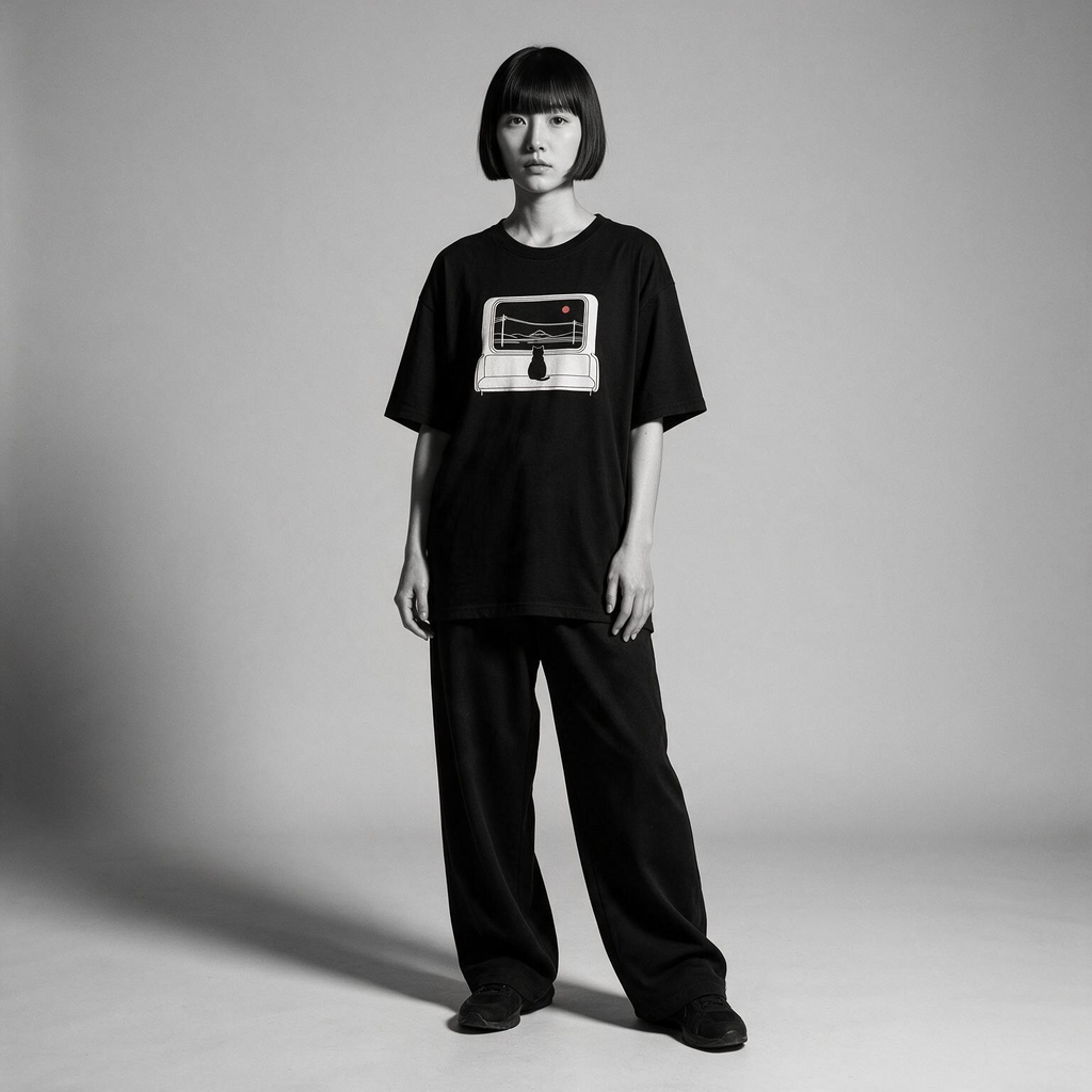 Kuroi Shaso tee on model - streetwear fit photo 4