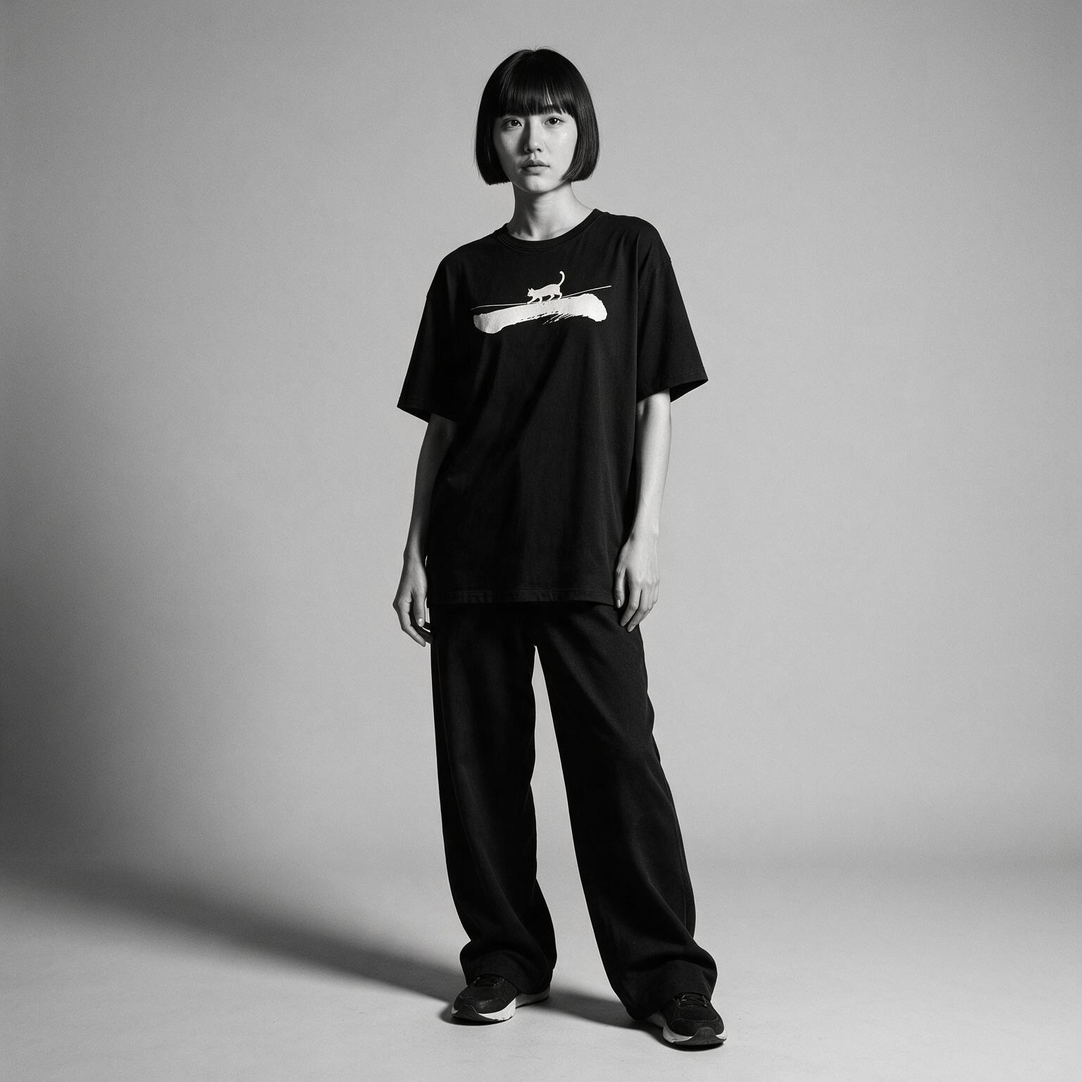 Kuroi Ichi tee on model - streetwear fit photo 4