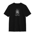 Kuroi Jihanki Neko oversized black tee - cat on Japanese vending machine