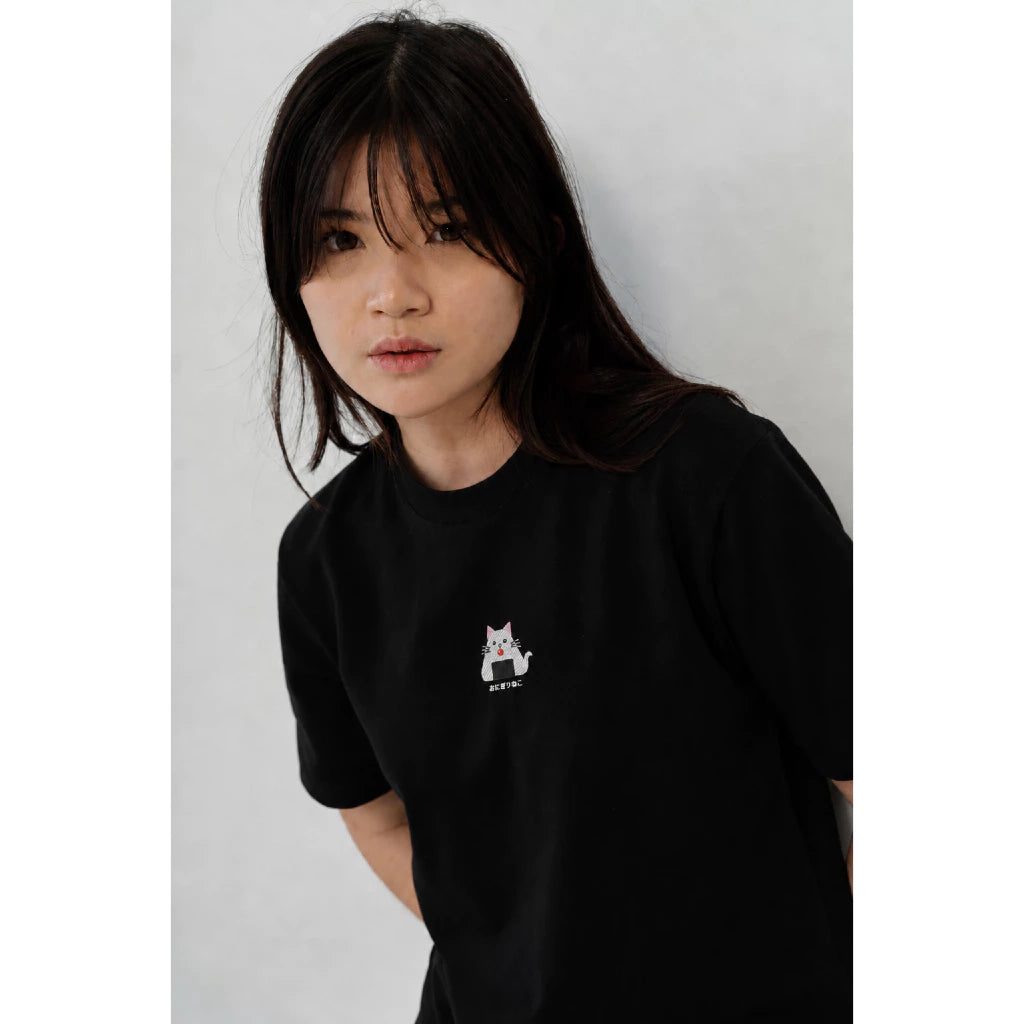 Kuroi® Oversized Neko Musubi Tee | Japanese Embroidered Streetwear