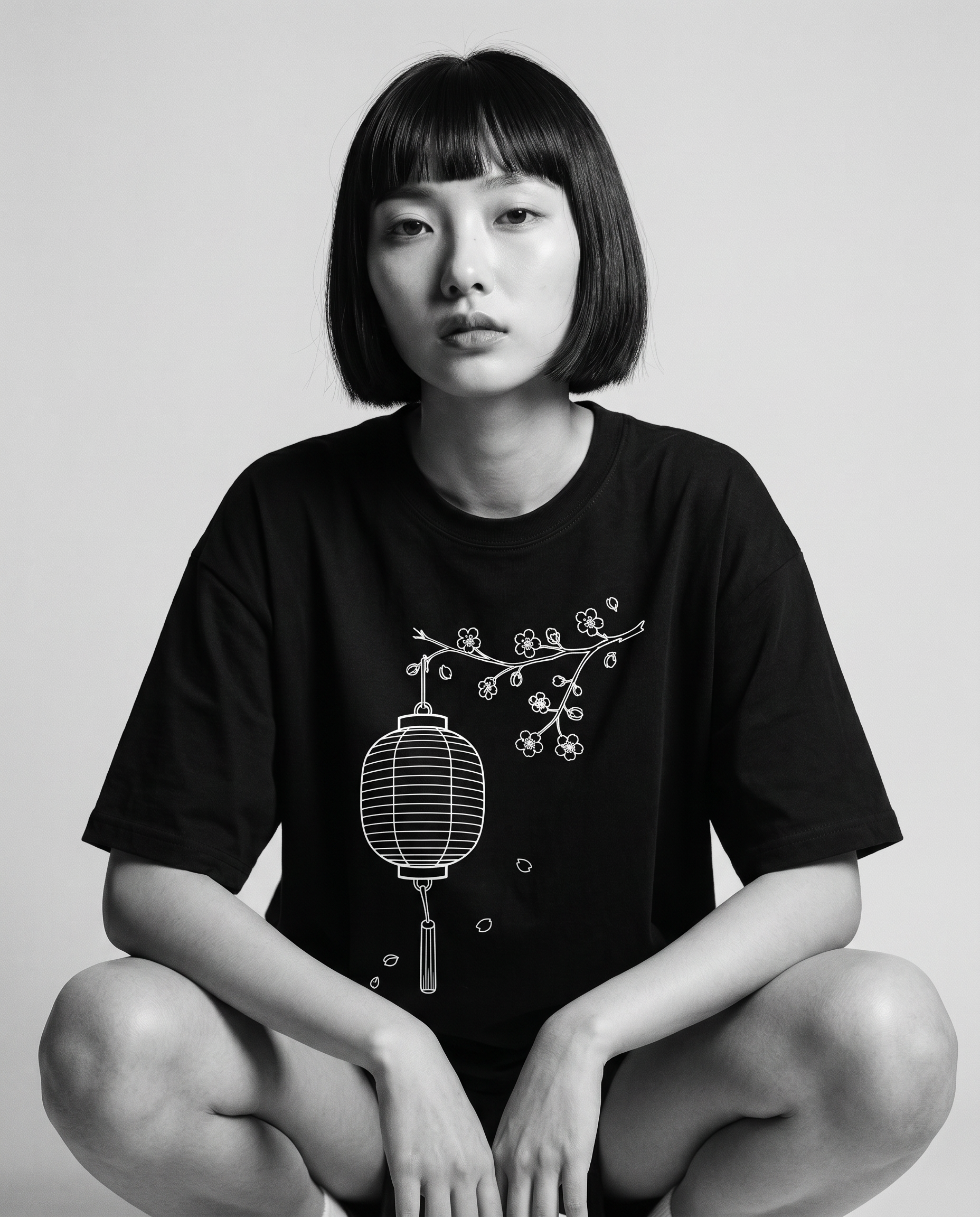 Nagi in the Kuroi Chochin to Sakura Tee — crouching